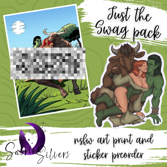 LIMITED EDITION Rescued By Her Monster Mercenaries Just the Swag Pack NSFW Art Print & Sticker